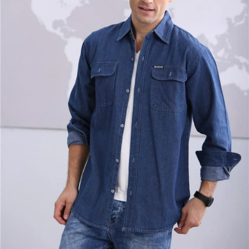 Men's denim style casual shirt